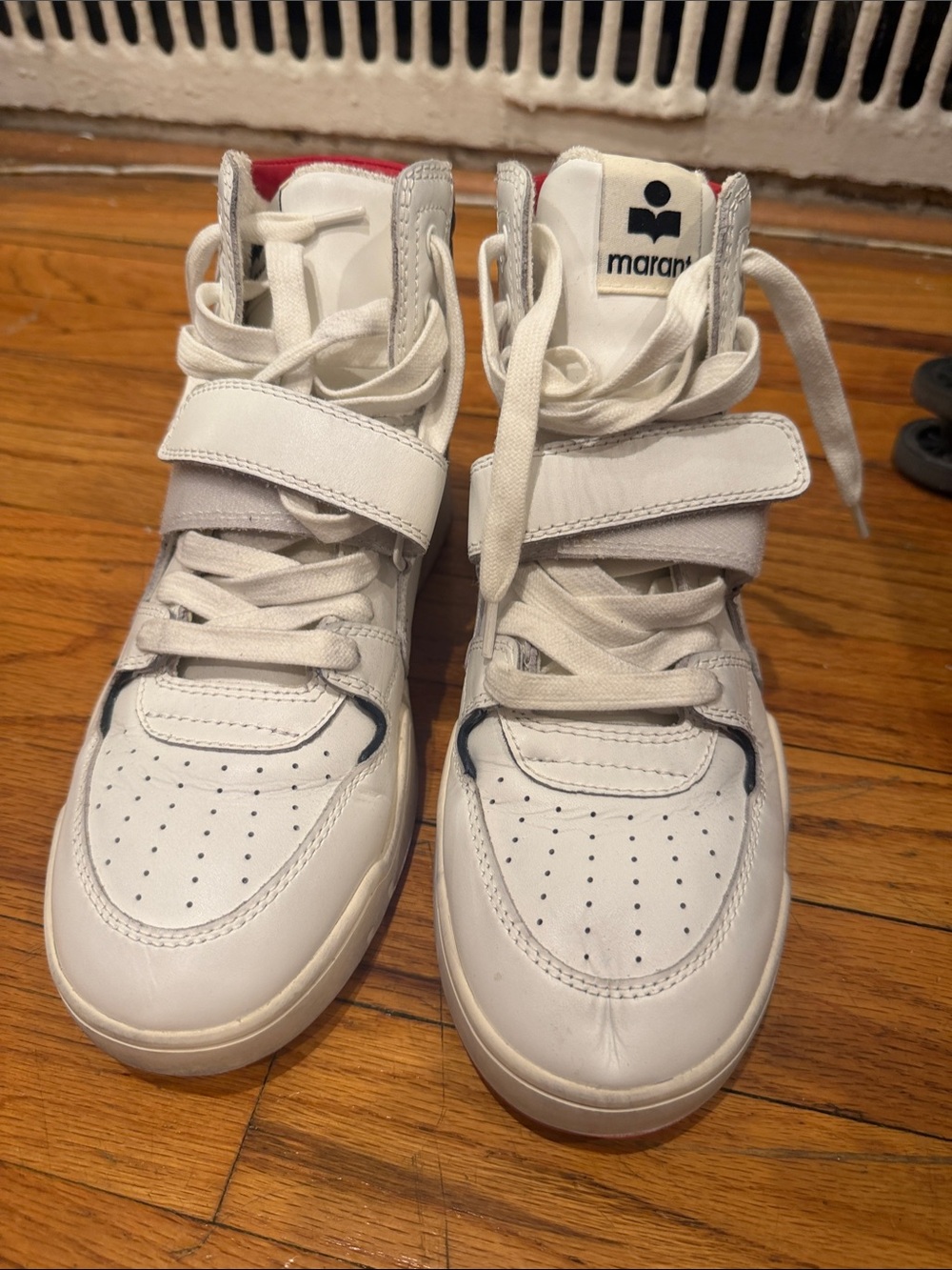 Isabel Marant White High-Top Sneakers with Pink Interior